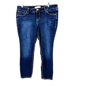 Slink Curvy Ankle Crop Jeans Women's Size 14 Dark Wash Stretch 5-pocket Mid Rise